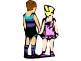 Girl and boy holding hands